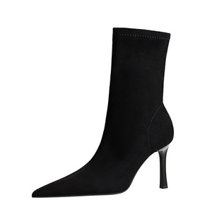 2025 New Fashion Spring Autumn Stretch Heels 9.5CM Pointed Toe Ankle <b>Sock</b> Boots for Women - Product Image 1
