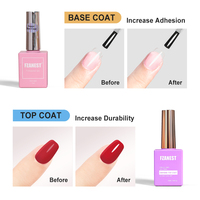 FZANEST Base Coat Super Durable et Top Coat Diamant Renforcé 15 ml – Kit Top & Base Coat pour Nail Art – LED Offerte, Logo Personnalisable