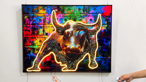 Décoration Murale Populaire : Tableau en Porcelaine Cristalline Effet Diamant avec Lumière LED, Motif Animal Vache Porte-Bonheur, Graffiti sur Toile, Art Pop - Product Image 3