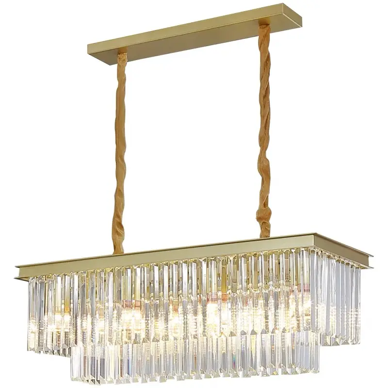 Modern Chandelier For Dining Room Bedroom Gold Square Crystal Chandeliers Pendant Lights