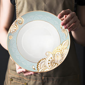 Luxuriöse <span class=keywords><strong>Royal</strong></span>-Platzteller mit Goldrand, blau-weiße Blumenteller, feines Porzellangeschirr für die Hochzeit - Product Image 5