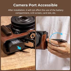 Étui demi-cuir pour appareil photo <span class=keywords><strong>LUMIX</strong></span> S9, style vintage, cadre en aluminium, poignée en bois, trou fileté 1/4-20 - Product Image 5