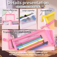 Étui à crayons transparent personnalisable avec fermeture éclair, tendance et durable, sac à crayons en maille, portefeuille de rangement simple et pratique, Guangdong
