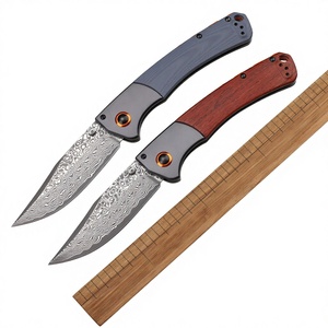 Couteau de poche EDC de survie pour le camping, en <span class=keywords><strong>acier</strong></span> Damas 15080, <span class=keywords><strong>avec</strong></span> manche en bois de rose/G10, pour le commerce transfrontalier, <span class=keywords><strong>coupe</strong></span>-fruits - Product Image 1