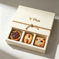 Boîtes à biscuits personnalisées biodégradables de qualité alimentaire pour biscuits aux pépites de chocolat, pliables, avec logo personnalisé, emballage pour gâteaux, desserts et biscuits