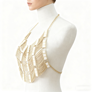 Top Corto Unisex con Gioielli per il Corpo in Pietra Sintetica, Reggiseno a Catena Stratificata, <span class=keywords><strong>Sexy</strong></span> Regalo per Matrimoni e Feste - Product Image 4