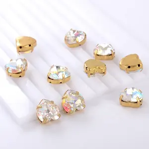 Venta al por mayor de diamantes de imitación de lujo en forma de corazón de diamantes de imitación para coser en la <span class=keywords><strong>ropa</strong></span> DIY bolsas de <span class=keywords><strong>Ropa</strong></span> Accesorios para zapatos - Product Image 2