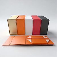 Boîte à chaussures rigide magnétique pliable personnalisée, boîte cadeau pliable orange et argentée pour l'emballage de chaussures et de vêtements