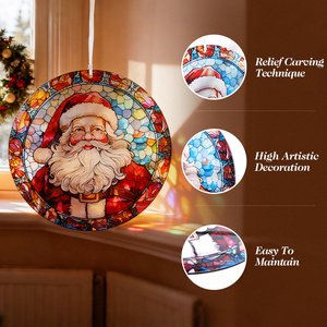 Atrapasoles de Vidrio con Diseño Navideño de Santa Claus para Regalos Navideños, Decoración para Colgar en la Pared - Product Image 4