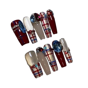 <span class=keywords><strong>Uñas</strong></span> <span class=keywords><strong>postizas</strong></span> cuadradas <span class=keywords><strong>de</strong></span> verano Y2K <span class=keywords><strong>de</strong></span> nuevo diseño al por mayor, hechas a mano con diamantes Aurora franceses, reutilizables, estilo ballet, dulces y geniales <span class=keywords><strong>para</strong></span> chicas. - Product Image 3