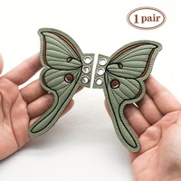 WJ 1 Paire de breloques pour chaussures en cuir PU brodées motif aile de papillon, accessoires ailes vert menthe pour baskets et rollers