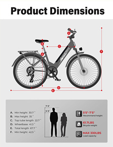 Bicicleta Eléctrica OEM/ODM de 26 Pulgadas, 7 Velocidades, para Mujer, Batería Oculta de 36V15AH, Largo Alcance, Cuadro de Acero, Uso Urbano, RS-A01 Pro en Oferta - Product Image 4