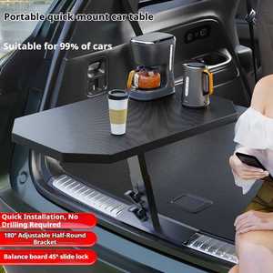 Table arrière de voiture pour camping et voyage en extérieur, installation sans outils, support semi-circulaire réglable à 180°, plateau large - Product Image 3