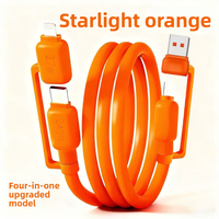 Nuevo Cable Tipo C 2 en 2 de 240 W, Cable USB 4 en 1 para iOS con Transferencia de Datos de 480 Mbps, Cable de Silicona para Teléfono y Tableta con Carga Rápida PD de 1.2 M