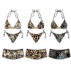 Maillot <span class=keywords><strong>de</strong></span> bain bikini <span class=keywords><strong>de</strong></span> <span class=keywords><strong>plage</strong></span> 2026 <span class=keywords><strong>de</strong></span> haute qualité pour femme, imprimé léopard, ensemble deux pièces avec logo personnalisé, vêtements pour femme - Product Image 1