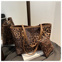 Nueva llegada bolso de mano de gran capacidad con estampado de leopardo de moda con monedero de bolsillo conjunto de 2 uds