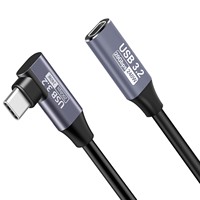 Câble d'extension USB-C coudé 20 Gbit/s avec conducteur en cuivre étamé, transfert de données rapide mâle-femelle, charge rapide, câble PVC pour hub VR