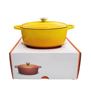 Cocotte <span class=keywords><strong>en</strong></span> <span class=keywords><strong>Fonte</strong></span> Émaillée Très Vendue, Batterie de Cuisine <span class=keywords><strong>en</strong></span> <span class=keywords><strong>Fonte</strong></span>, Faitout Peu Profond Grand Volume avec Couvercle - Product Image 5