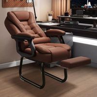 Chaise de bureau exécutive pivotante à hauteur réglable, accoudoirs fixes en PU, repose-pieds massant doux, design ergonomique moderne, base métallique – Nouveauté