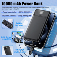 Mini Power Bank 10000 mAh, double USB 5V2A, batterie externe, chargeur portable, ultra fin, Powerbank 10000 mAh avec câble pour téléphone, conforme aux normes RoHS