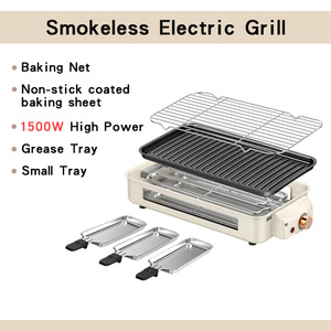 Grill électrique sans fumée MITCMOLARD 1500W, barbecue antiadhésif 46cm, 3 mini-plaques à <span class=keywords><strong>raclette</strong></span>, température réglable, pour la maison et l'hôtel - Product Image 2