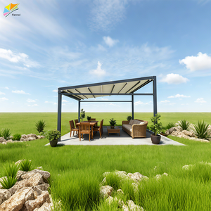 Kits de techo de apertura de <span class=keywords><strong>policarbonato</strong></span> de pérgola de doble <span class=keywords><strong>persiana</strong></span> retráctil eléctrica para exteriores Hanrui con kits de toldo de Marco recubierto de polvo - Product Image 6