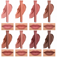 Pink Gift Private Label 2 in 1 Pensil Lip Liner Mousse Ringan Vegan Warna Nude Cokelat Set Kosmetik Lip Mud Matte Lembut Perlengkapan Makeup