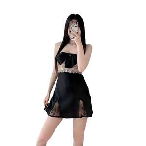 Robe de nuit en soie glacée soyeuse : Robe de nuit sexy transparente à <span class=keywords><strong>dos</strong></span> <span class=keywords><strong>nu</strong></span> pour femmes, lingerie féminine, <span class=keywords><strong>nuisette</strong></span> sexy - Product Image 5