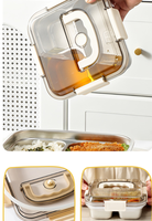 Boîte à lunch de luxe en acier inoxydable de qualité alimentaire avec poignée, capacité 1-2L, 3 compartiments, anti-fuite, design moderne, portable pour pique-nique