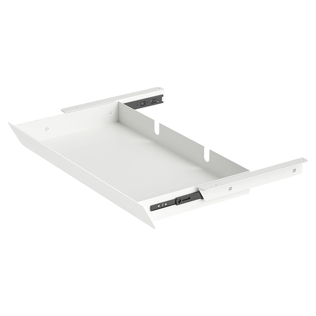 JH-Mech Large Keyboard Tray Easy to Install Save Space 60 Degree Tilt Panel White Under Desk Drawer Organizer