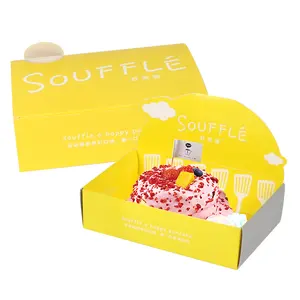 Disposable Folded Customize Logo Printed Dessert Paper Packaging Cake Takeaway Box For Baking Bakery