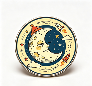 Custom 3D Soft PVC Patch Round Rubber <b>Badge</b> Moon Star Rocket Logo Applique for Branding Gift Cloak Bag Hat - Product Image 3