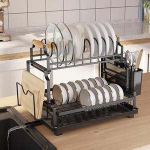 Escurridor de platos multifuncional para cocina, para platos, palillos, gabinetes, caja de almacenamiento doméstica, fregadero, doble capa - Product Image 2
