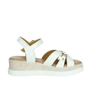 Sandales compensées Donna Serena pour femme en cuir blanc, style plateforme estival - Product Image 4