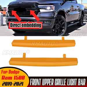 2 pièces de garnitures décoratives pour calandre avant de voiture, compatibles Dodge Ram 1500 2019-2021, pour calandre supérieure du pare-chocs avant - Product Image 1