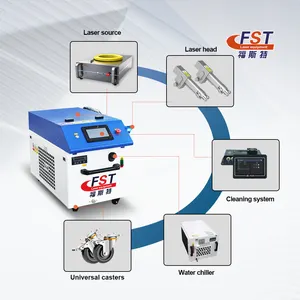 Mesin pembersih fiber genggam portabel, mesin pembersih laser fiber genggam portabel ukuran besar, efisiensi tinggi, dapat menghapus objek permukaan