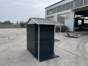 Caseta de Almacenamiento Exterior de 6x4 Pies, Acero Galvanizado, para Jardín, Herramientas y Utensilios, con Puerta, Ventilación y Estantes - Product Image 3