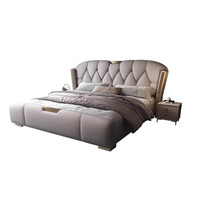 Modernes europäisches Luxus-Design King-Size-Massivholz-Bettrahmen-Stoffset Weiche gepolsterte hoch gepolsterte Betten Home Schlafzimmer