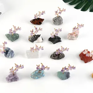 Новый продукт медитация красивый цвет полированный Гладкий необработанный камень аметист дерево для девочек