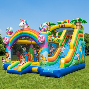 Castillo Inflable de PVC de 0.55mm, Castillo Hinchable, Tobogán, Combinado, Parque Infantil Comercial, Pista de Obstáculos, para Fiestas y Eventos Infantiles - Product Image 4