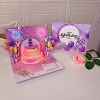 Carte d'anniversaire musicale 3D pop-up avec lumière LED, impression sérigraphique, papier écologique, design luxueux - Carte de vœux pliée