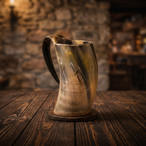 Jarra de Cerveza Estilo Vikingo con Forma de Cuerno, Hecha a Mano, Resistente al Agua, Moderna, de Forma Natural, Apta para Lavavajillas - Product Image 1