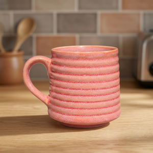 Taza de Café de Cerámica Acanalada Vintage con Efecto Horno, Apta para Microondas, para Hogar, Oficina, Regalo - Product Image 2