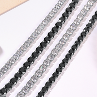 Mode Chaîne Lien 2mm/3mm/4mm/5mm/6.5mm/7mm/8mm 925 Argent Rose Or Hommes Noir Moissanite Diamant Tennis Chaîne Bracelet