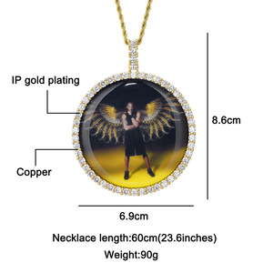 Extra grote 60mm ronde heren messing hiphop sieraden op maat gemaakte foto-herinneringslijstjes medaillon sublimatie hanger blanks - Product Image 5