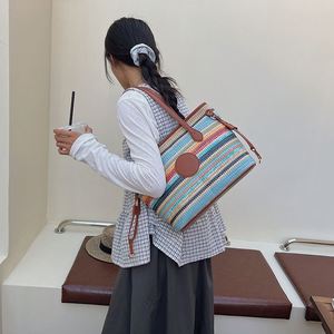 Bohemia Style <b>Rainbow</b> Stripped Tote <b>Bags</b> Large Capacity Lady's Handbag - Product Image 3