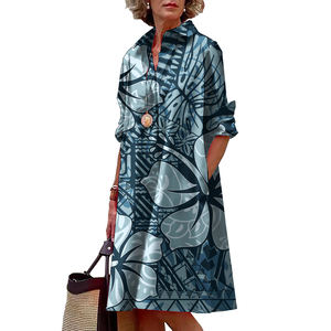 <span class=keywords><strong>Vestido</strong></span> de novia Tallas grandes Polinesia Tribal Impreso Maxi Vestidos Mujeres Casual Samoan Camisa Vestidos para fiesta - Product Image 2