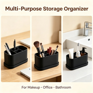 Silicone Food Grade Eco-Friendly Luxury Organizer Box Anti Slip <b>Suction</b> Base Multi Compartment Makeup Bathroom Office <b>Storage</b> - Product Image 3