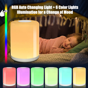 Lampada da comodino a tre colori ad alta luminosità con controllo scorrevole per atmosfera decorativa luce notturna colorata ed elegante - Product Image 5