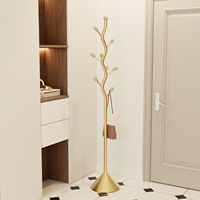 Porte-manteau sur pied en fer forgé, style simple, doré, pour entrée et salon